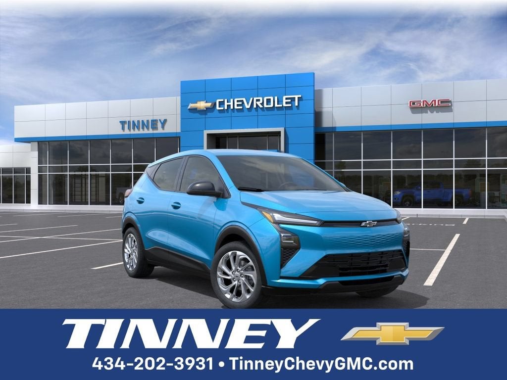 2027 Chevrolet Bolt LT in Marina Blue Metallic — front three-quarter view