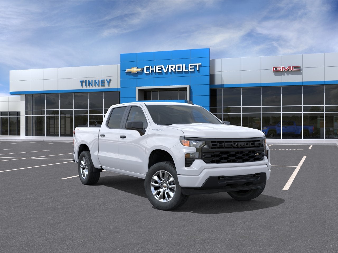 2026 Chevrolet Silverado 1500 Custom in Summit White — front three-quarter view