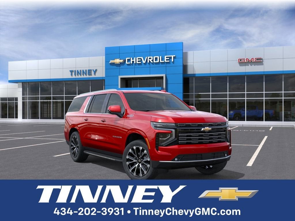 2026 Chevrolet Suburban High Country in Radiant Red Tintcoat — front three-quarter view