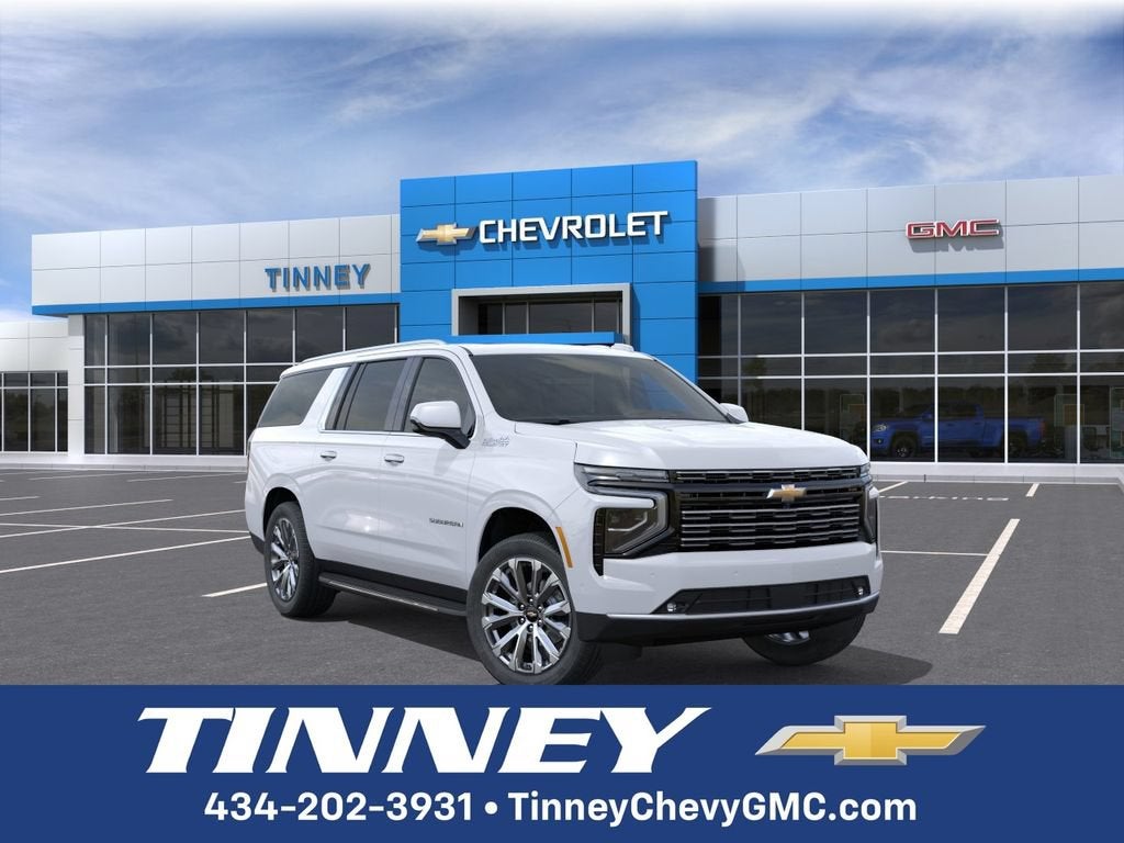 2026 Chevrolet Suburban High Country in Polar White Tricoat — front three-quarter view